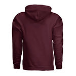 A maroon pullover hoodie sweatshirt with a Back view no graphics, shown against a plain white background.