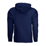 A navy pullover hoodie sweatshirt with a Back view no graphics, shown against a plain white background.