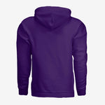 Back of Purple Hoodie pull-over, plain back no graphics.