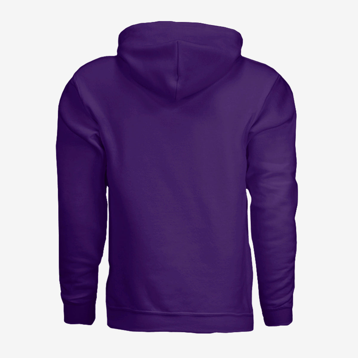 Back of Purple Hoodie pull-over, plain back no graphics.